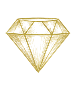 A drawing of a diamond in gold